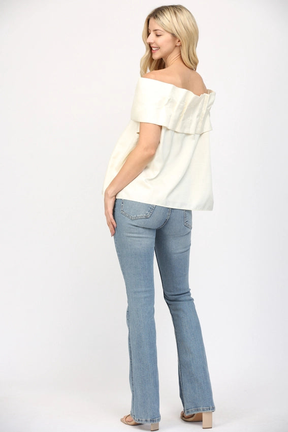 Big Bow Off the Shoulder Top-Top-FATE-S-IVORY-Urbanheer