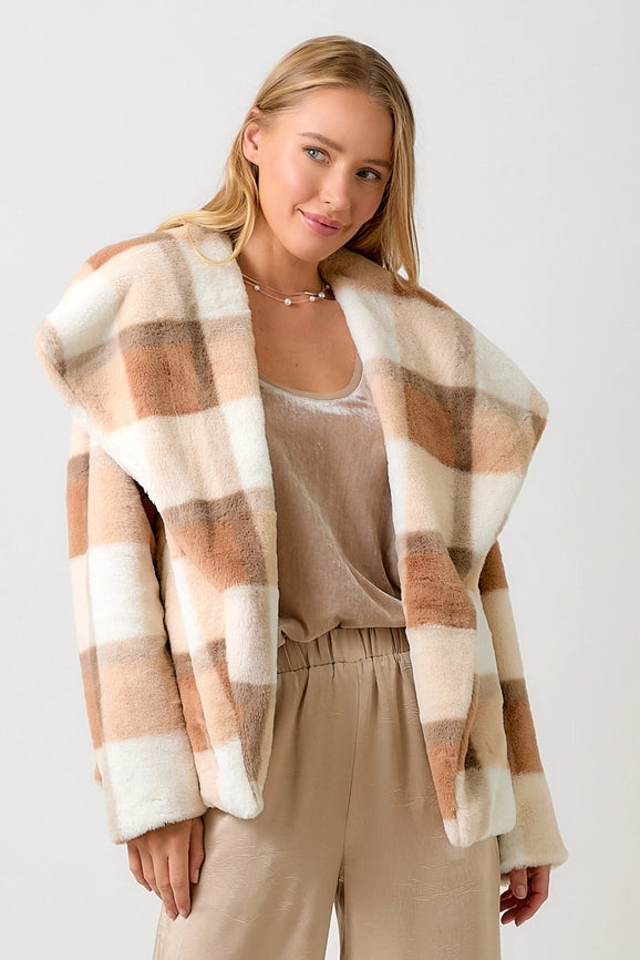 Big Lapel Collar Fur Jacket Rust/Ivory-Jacket-Mystree-S-Rust/Ivory-Urbanheer