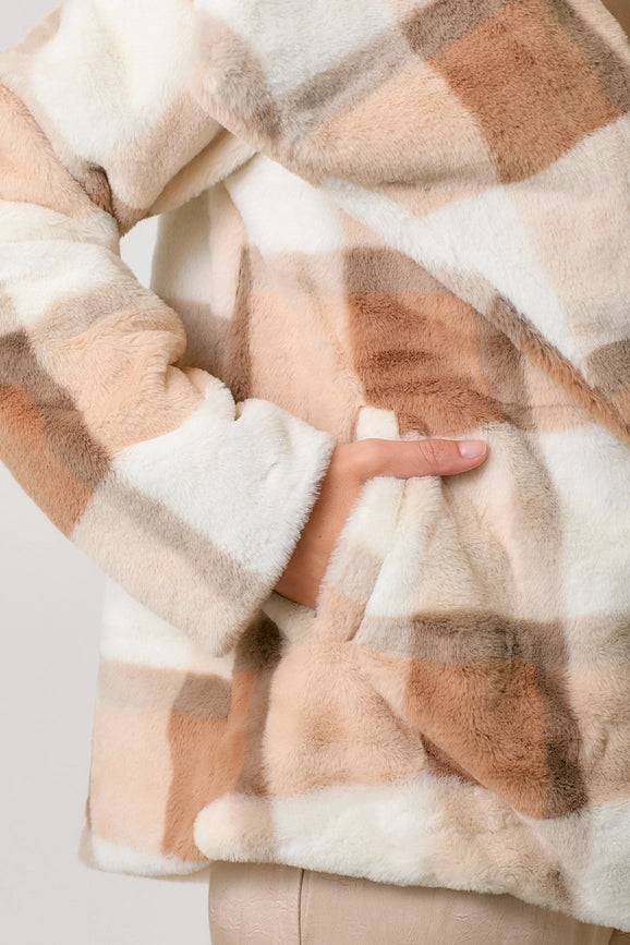 Big Lapel Collar Fur Jacket Rust/Ivory-Jacket-Mystree-S-Rust/Ivory-Urbanheer