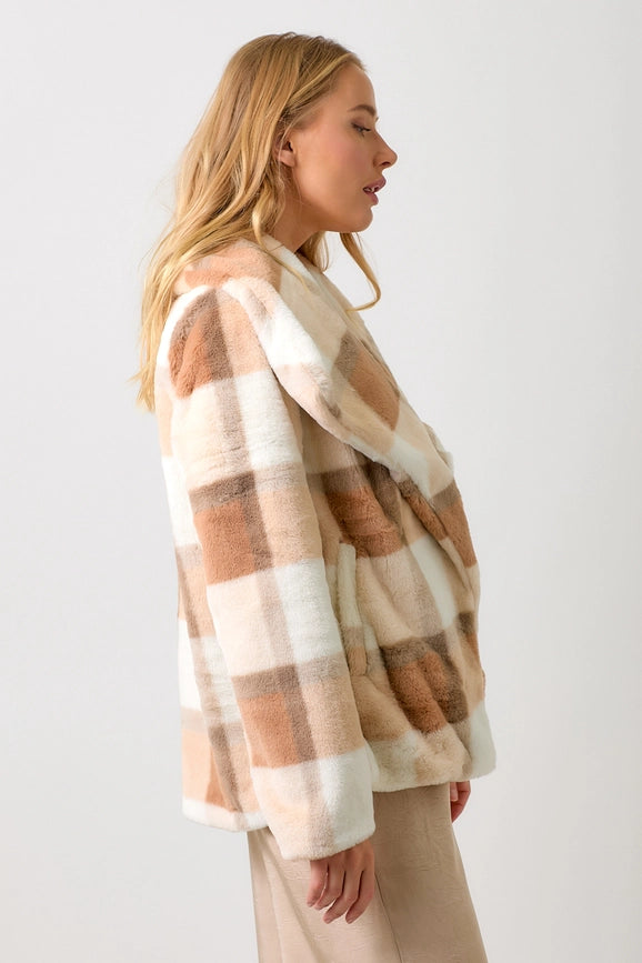 Big Lapel Collar Fur Jacket Rust/Ivory-Jacket-Mystree-S-Rust/Ivory-Urbanheer