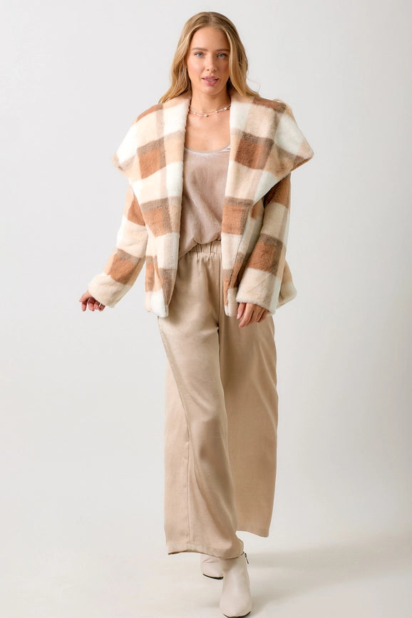 Big Lapel Collar Fur Jacket Rust/Ivory-Jacket-Mystree-S-Rust/Ivory-Urbanheer