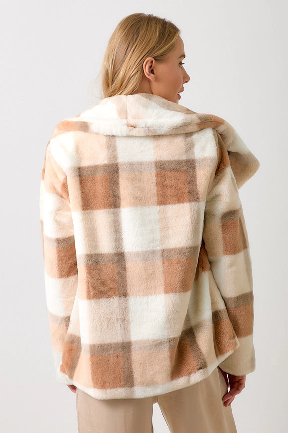 Big Lapel Collar Fur Jacket Rust/Ivory-Jacket-Mystree-S-Rust/Ivory-Urbanheer