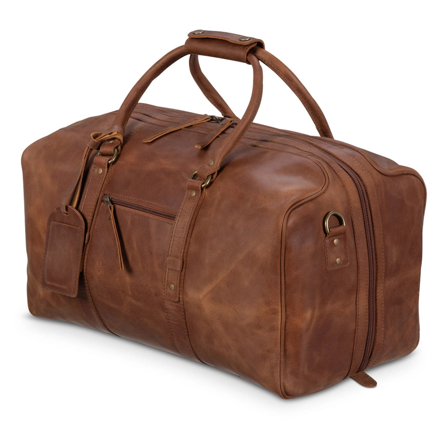 Big Mouth 40L Leather Duffle - Airline Friendly Travel Bag Saddle Brown-Bags-Hides-20" x 11" x 11" | 50.8 cm x 27.9 cm x 27.9 cm-Saddle Brown-Urbanheer