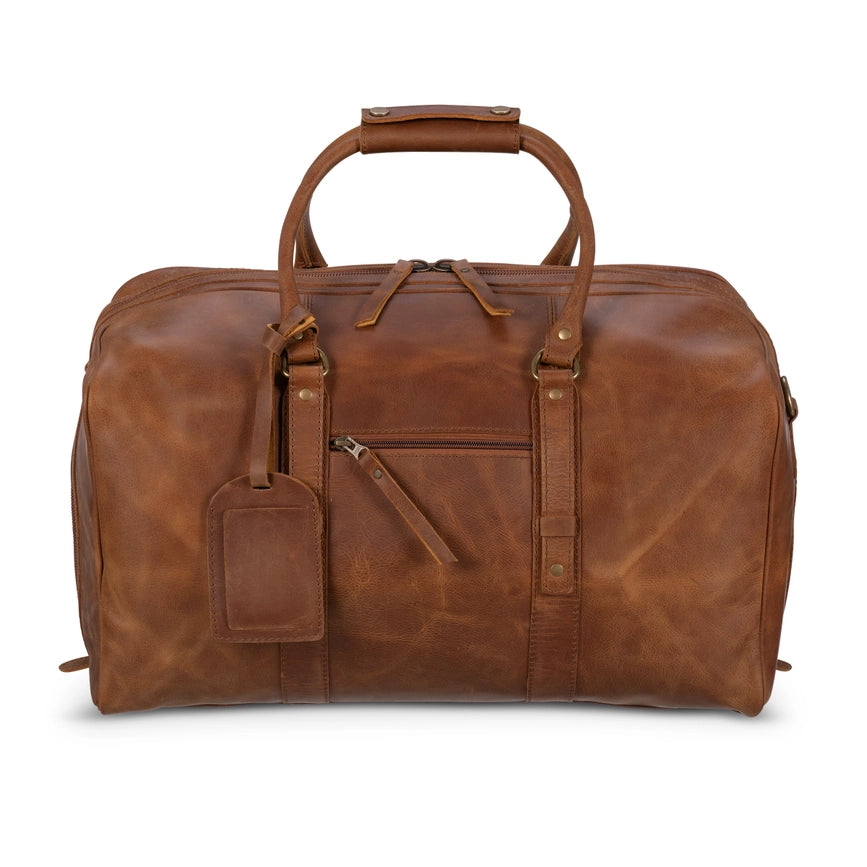 Big Mouth 40L Leather Duffle - Airline Friendly Travel Bag Saddle Brown-Bags-Hides-20" x 11" x 11" | 50.8 cm x 27.9 cm x 27.9 cm-Saddle Brown-Urbanheer