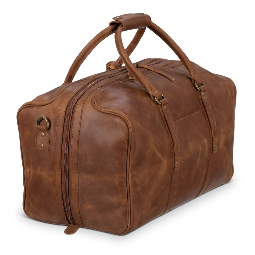 Big Mouth 40L Leather Duffle - Airline Friendly Travel Bag Saddle Brown-Bags-Hides-20" x 11" x 11" | 50.8 cm x 27.9 cm x 27.9 cm-Saddle Brown-Urbanheer