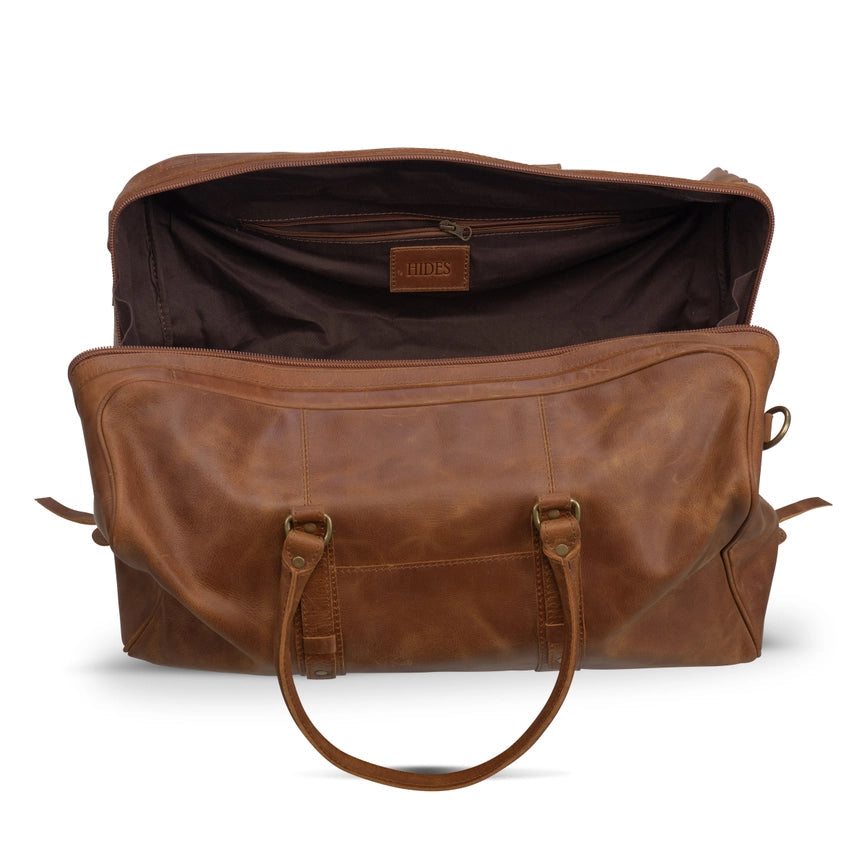 Big Mouth 40L Leather Duffle - Airline Friendly Travel Bag Saddle Brown-Bags-Hides-20" x 11" x 11" | 50.8 cm x 27.9 cm x 27.9 cm-Saddle Brown-Urbanheer