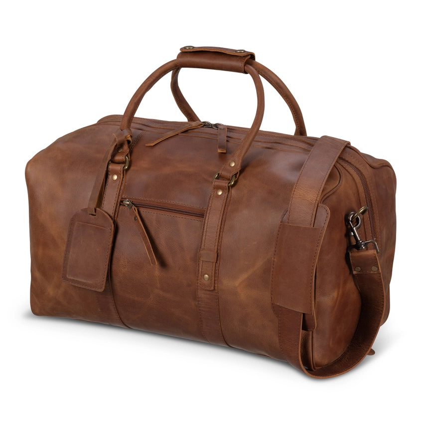 Big Mouth 40L Leather Duffle - Airline Friendly Travel Bag Saddle Brown-Bags-Hides-20" x 11" x 11" | 50.8 cm x 27.9 cm x 27.9 cm-Saddle Brown-Urbanheer