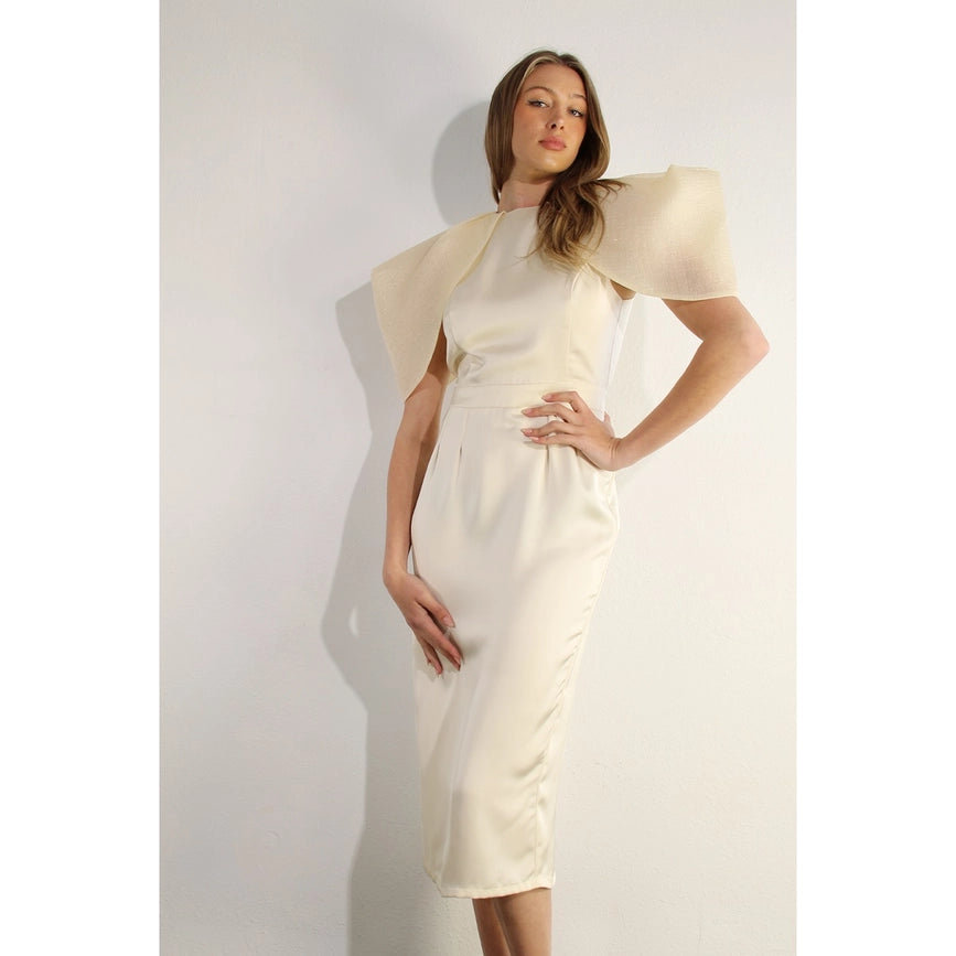 Big Sheer Sleeve Midi Dress-Dress-Mulla-S-CREAM-Urbanheer