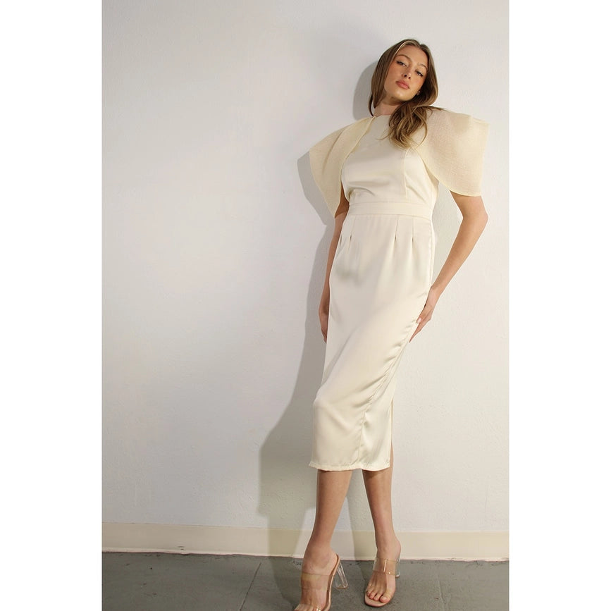 Big Sheer Sleeve Midi Dress-Dress-Mulla-S-CREAM-Urbanheer
