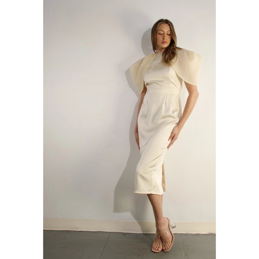 Big Sheer Sleeve Midi Dress-Dress-Mulla-S-CREAM-Urbanheer