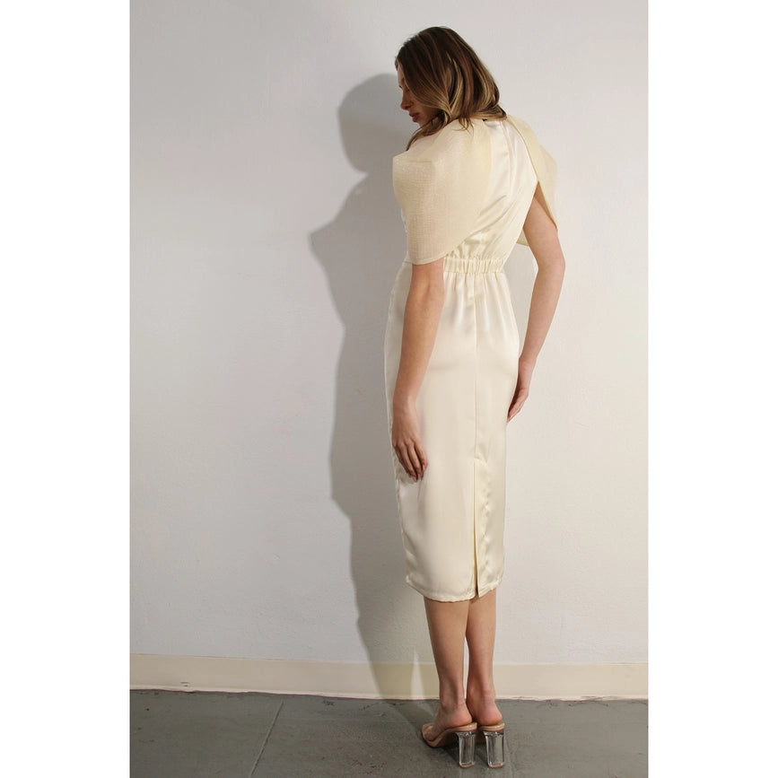 Big Sheer Sleeve Midi Dress-Dress-Mulla-S-CREAM-Urbanheer