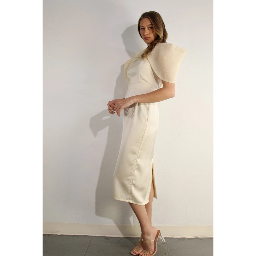 Big Sheer Sleeve Midi Dress-Dress-Mulla-S-CREAM-Urbanheer