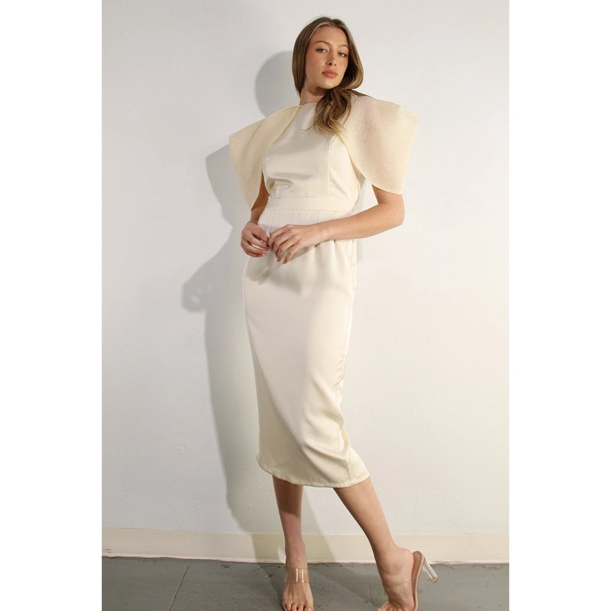 Big Sheer Sleeve Midi Dress-Dress-Mulla-S-CREAM-Urbanheer