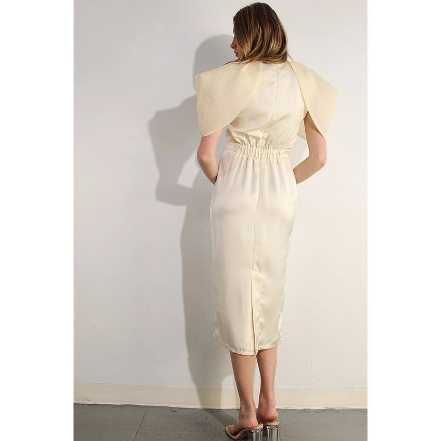 Big Sheer Sleeve Midi Dress-Dress-Mulla-S-CREAM-Urbanheer