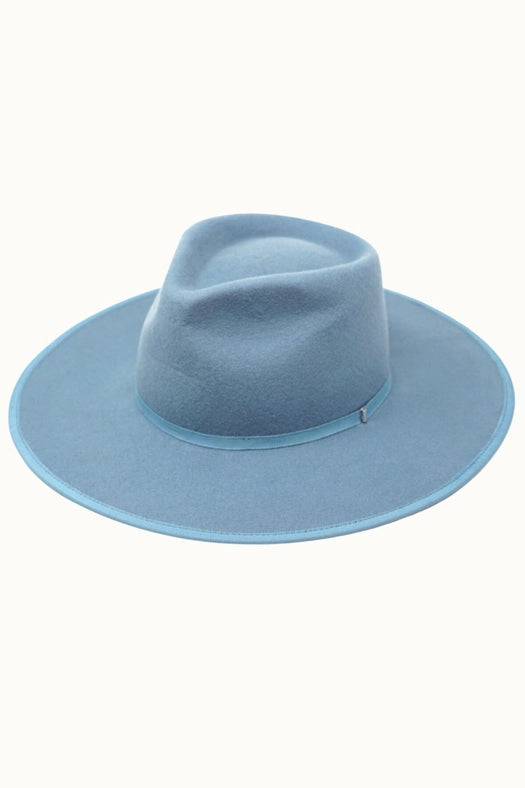 Billie - 100% Wool Felt Rancher, Satin Lined, Powder Blue-Hats-Olive & Pique-circumference of 58/59cm-Urbanheer