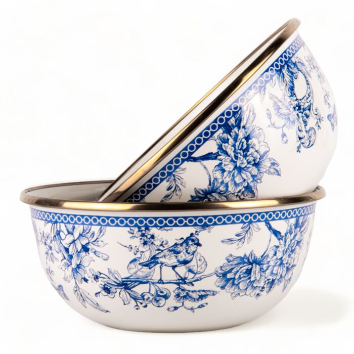 Bird Of Paradise Enameled Cereal And Salad Bowl Set Of 4-Salad Bowl-STP-Diameter: 6.3'' (16 cm)-Urbanheer