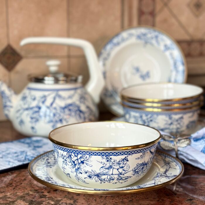 Bird Of Paradise Enameled Cereal And Salad Bowl Set Of 4-Salad Bowl-STP-Diameter: 6.3'' (16 cm)-Urbanheer