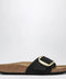 Birkenstock Madrid Big Buckle black nubuck leather slides