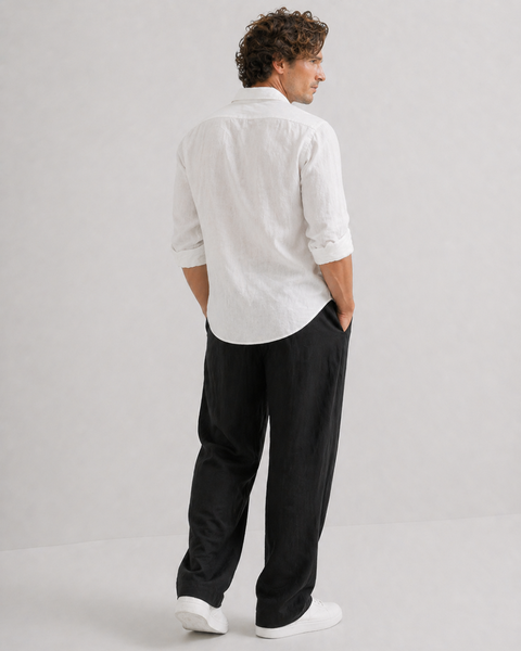 Black Cotton & Linen – Easy Fit, Bahama Pants