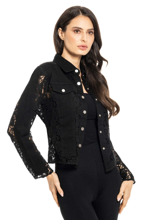 Black Denim Lace Jacket-Jacket-Adore-S-Black-Urbanheer