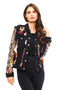 Black Denim Lace Jacket with Floral Embroidery-Jacket-Adore-S-Black-Urbanheer