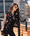 Black Denim Lace Jacket with Floral Embroidery-Jacket-Adore-S-Black-Urbanheer