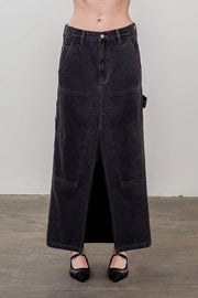 Black Denim Midi Skirt-Skirts-Moon River-XS-BLACK-Urbanheer