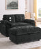 Black Double Recliner Sofa with Storage Ottoman