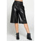 Black Faux Leather Wide Leg Culotte Pants