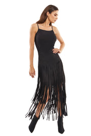 Black Faux Suede Fringe Skirt-Skirt-Adore-L-Urbanheer