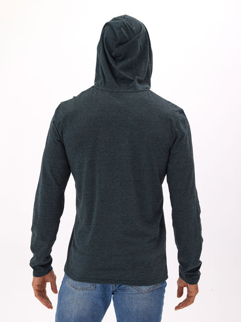 Black Fleck Triblend Henley Hoodie