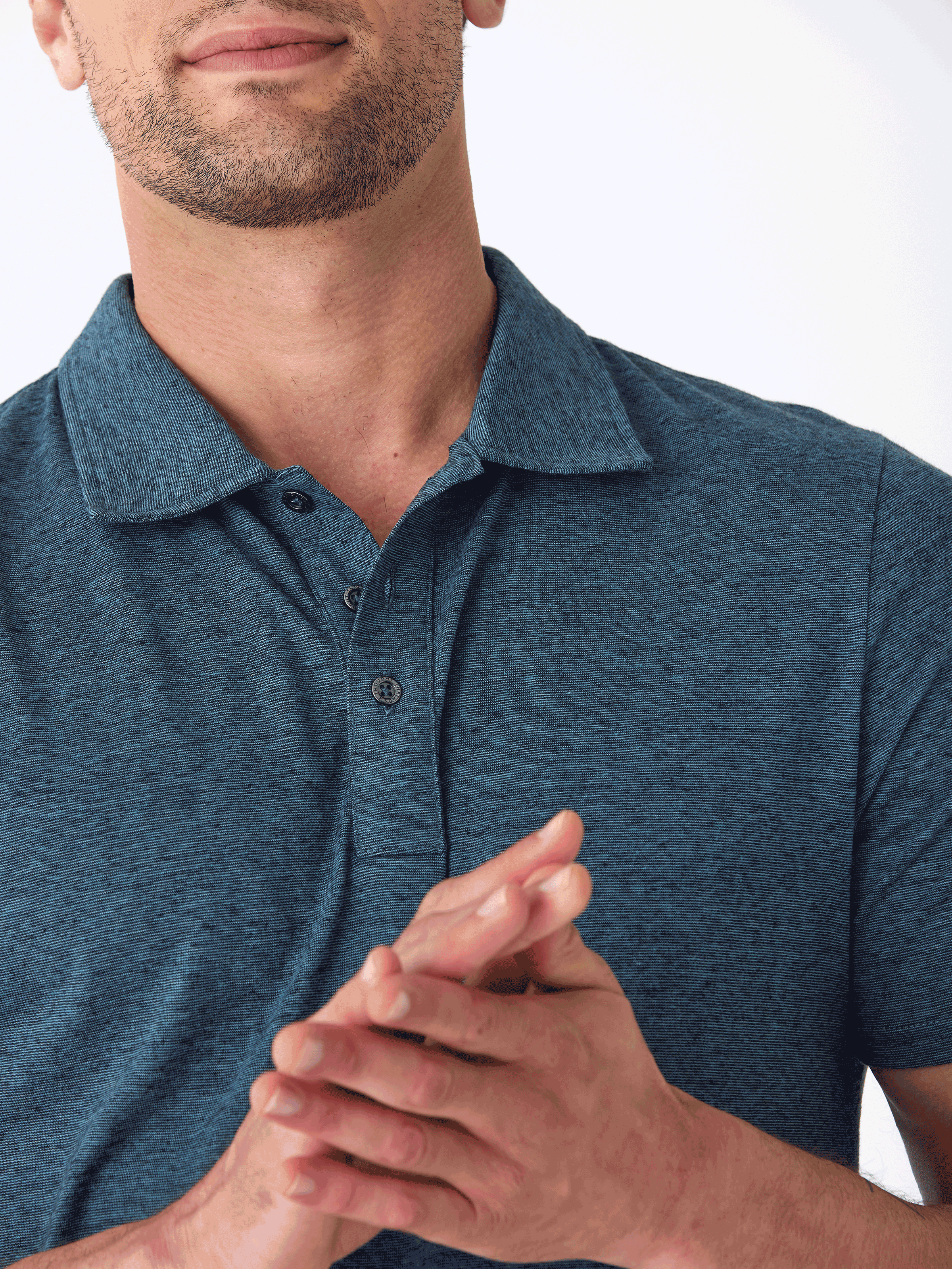 Black Fleck Triblend Jersey Polo