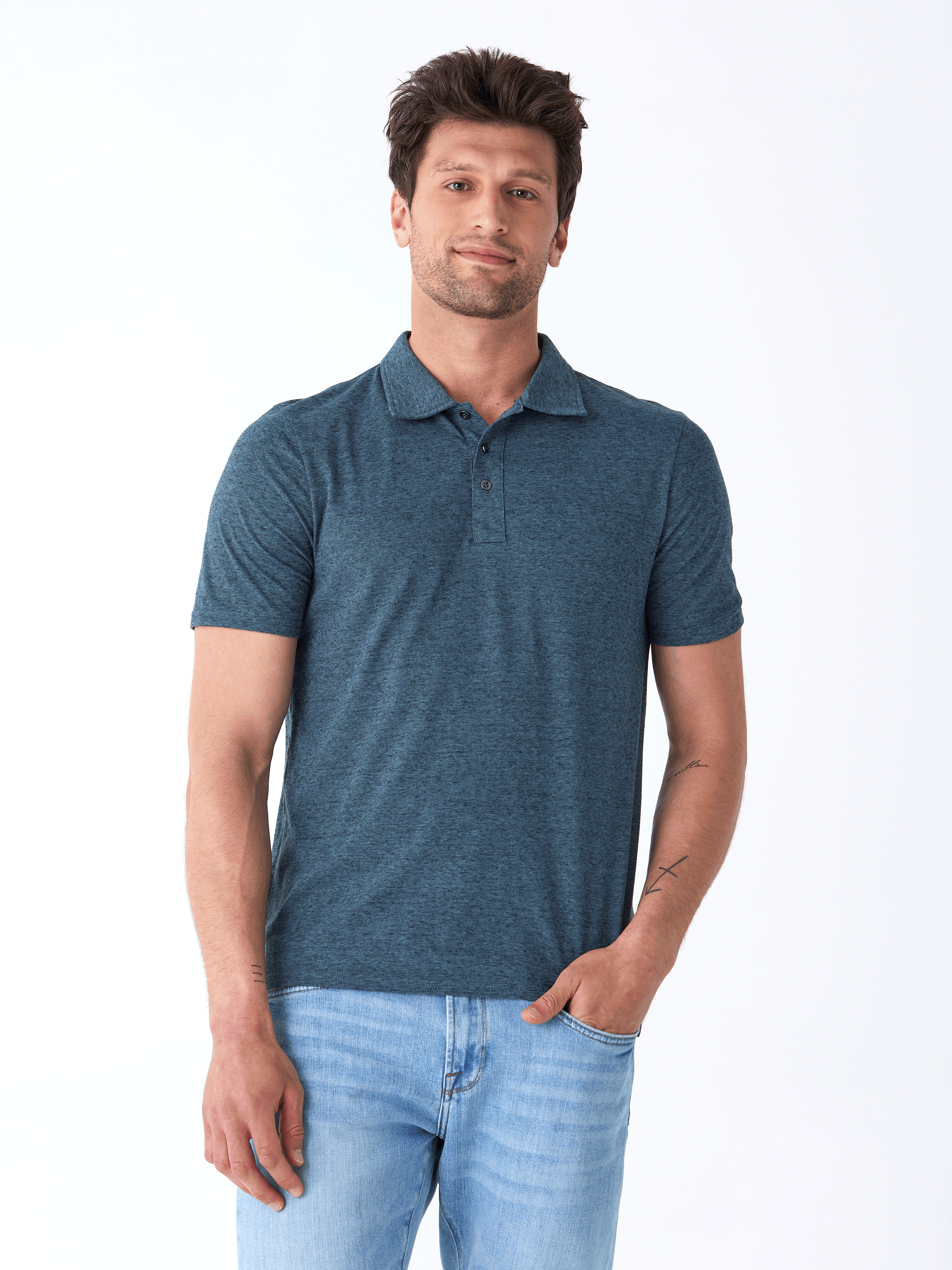 Black Fleck Triblend Jersey Polo