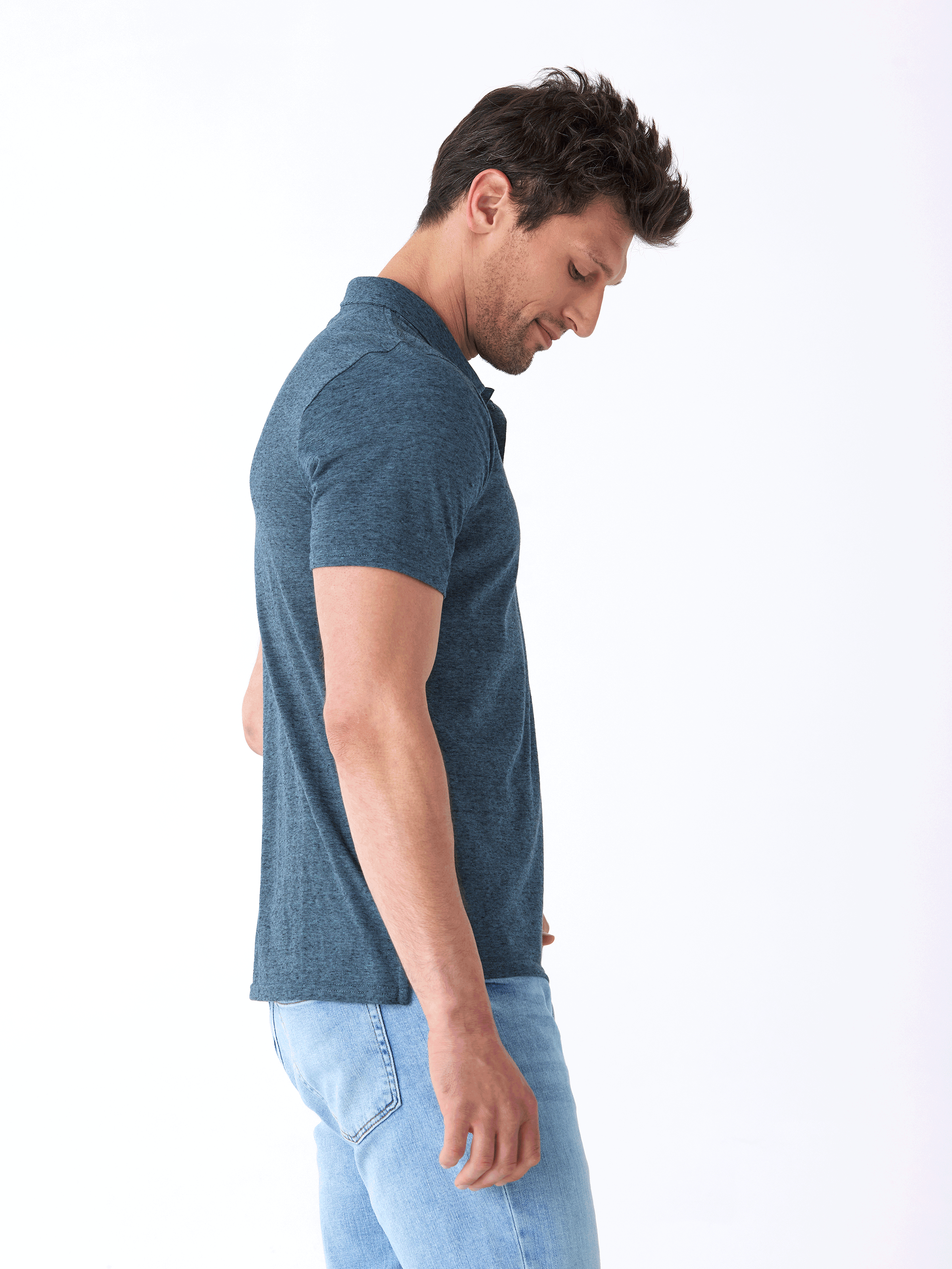 Black Fleck Triblend Jersey Polo