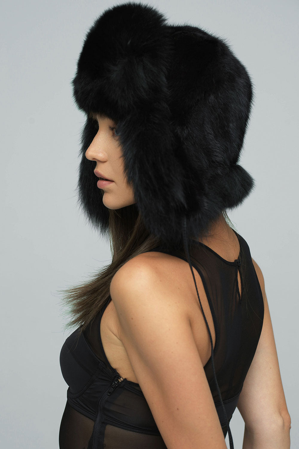 Black Genuine Arctic Fox and Mink Fur Hat-Hats-Buy Me Fur Ltd-Black-56-Genuine Arctic Fox and Mink Fur-Urbanheer