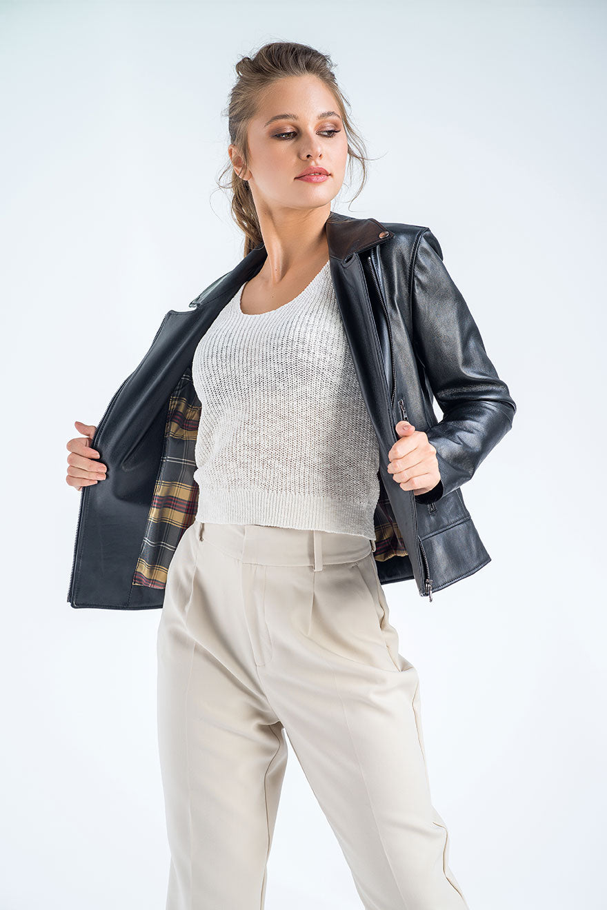 Black Genuine Classic Cut Leather Jacket-Leather Jackets-Buy Me Fur Ltd-Black-S-Genuine Sheepskin Leather-Urbanheer