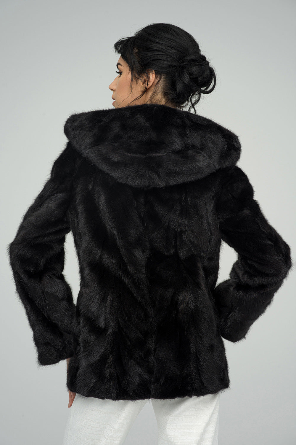 Black Genuine Hooded Mink Fur Coat-Fur Coats-Buy Me Fur Ltd-Black-XS-Genuine Mink Fur-Urbanheer