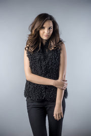 Black Genuine Merino Shearling Vest-Fur Vests & Gilets-Buy Me Fur Ltd-Black-S-Genuine Merino Shearling Fur-Urbanheer