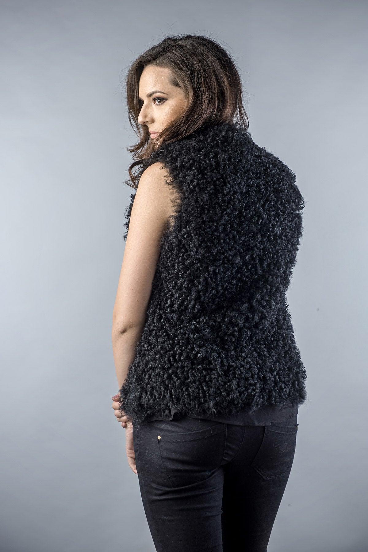 Black Genuine Merino Shearling Vest-Fur Vests & Gilets-Buy Me Fur Ltd-Black-S-Genuine Merino Shearling Fur-Urbanheer