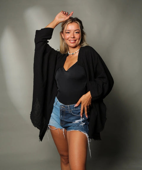 Black &Gold Moon Phases Muslin Kimono Robe / Poncho-Kimono-Moa-L:29" inch-74cm W:39" inch-100cm-Beige-Urbanheer