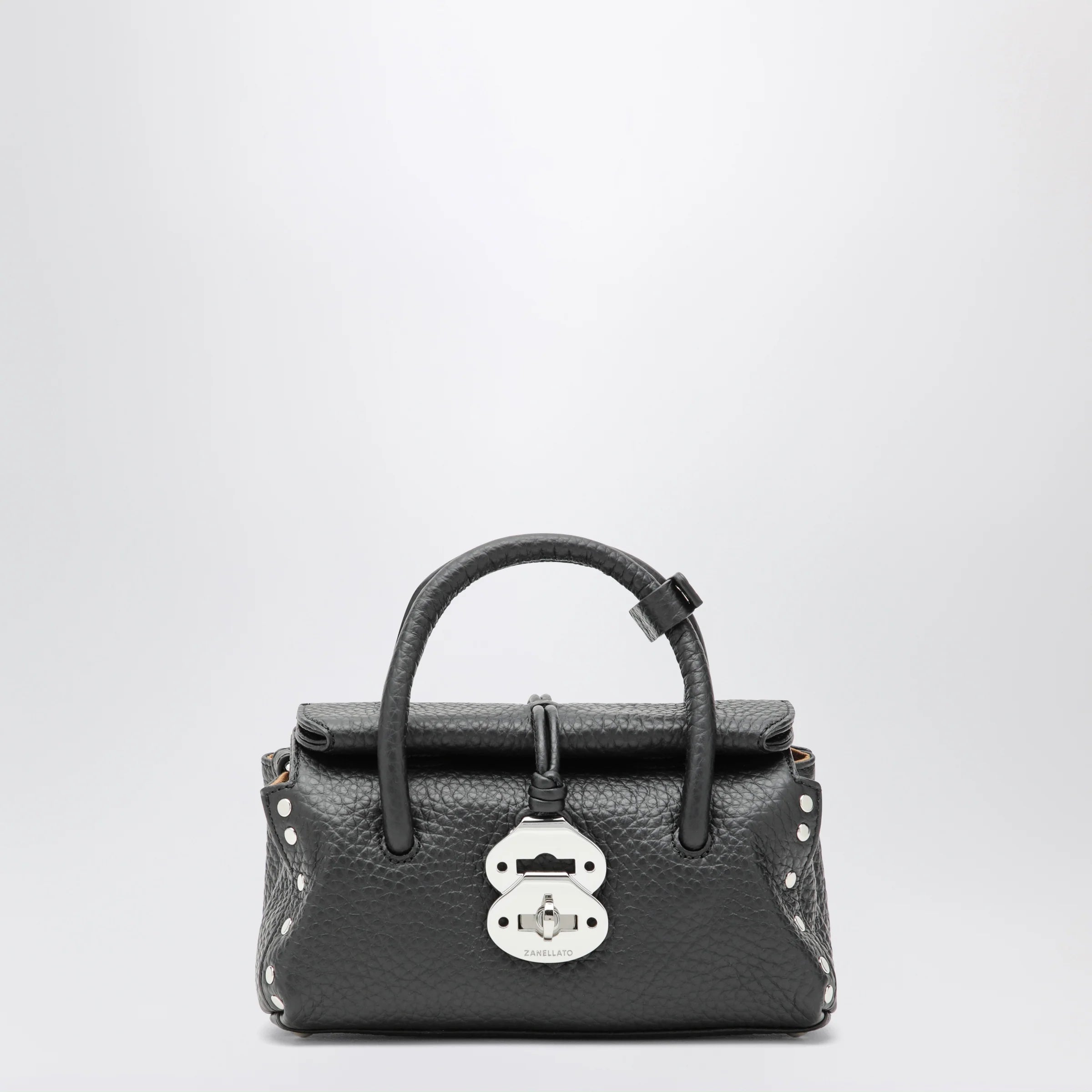 Black Grained Leather Baby Bag