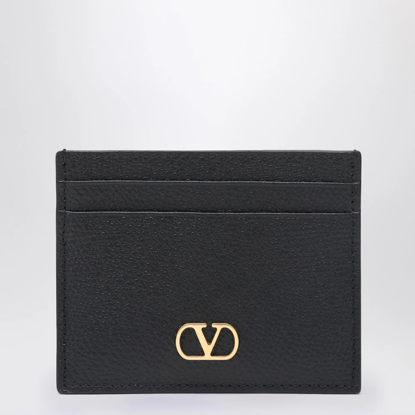 Black Grained Leather Card Holder for Everyday Use
