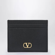 Black Grained Leather Card Holder for Everyday Use