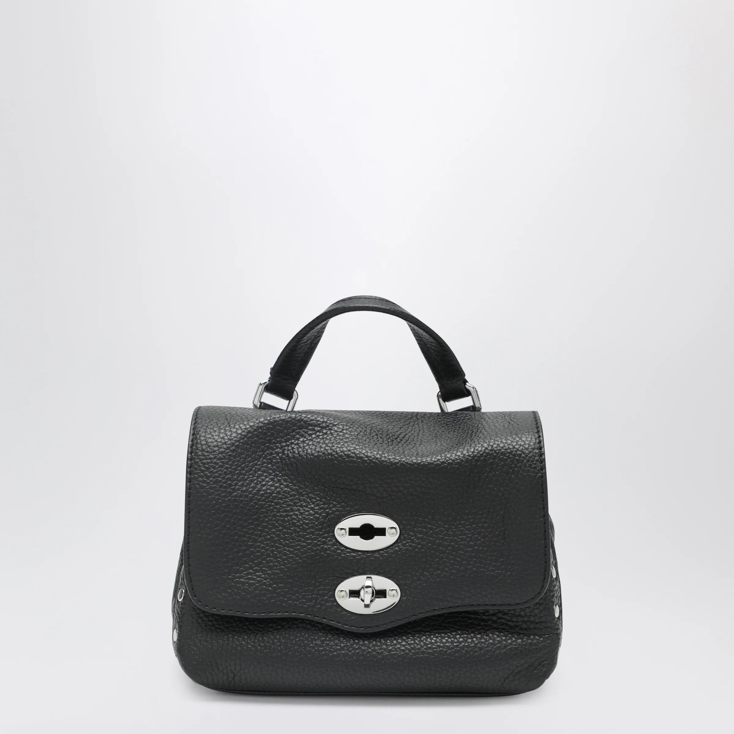 Black Hammered Leather Baby Handbag for Everyday Use