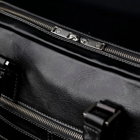 Black Leather Briefcase Laptop Bag - Orlando-Tote Bag-Time Resistance-Black-Urbanheer