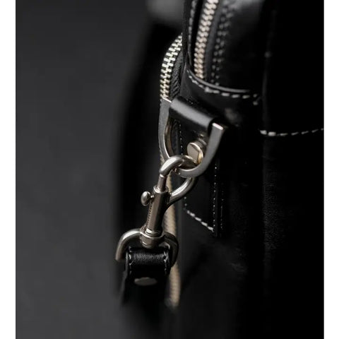 Black Leather Briefcase Laptop Bag - Orlando-Tote Bag-Time Resistance-Black-Urbanheer