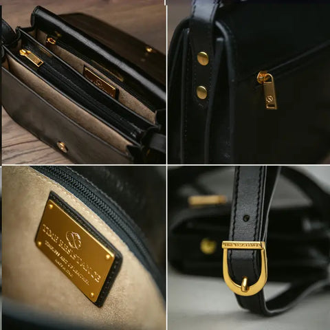 Black Leather Cross Body Bag - Moonfleet-Cross Body Bag-Time Resistance-Black-Urbanheer