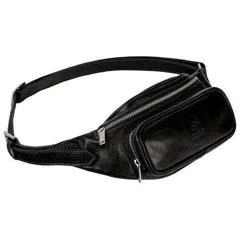 Black Leather Fanny Pack Belly Bag - Independent People-Fanny Pack-Time Resistance-Black-Urbanheer
