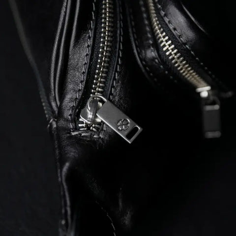 Black Leather Fanny Pack Belly Bag - Independent People-Fanny Pack-Time Resistance-Black-Urbanheer