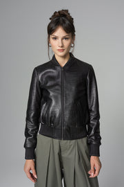 Black Leather Jacket with Crocodile Skin Print-Leather Jackets-Buy Me Fur Ltd-Black-XS-Lamb Leather-Urbanheer